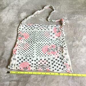 FREE PEOPLE Block Print Gauzy Boho Medium Reusable Tote Bag - Cream Black & Pink